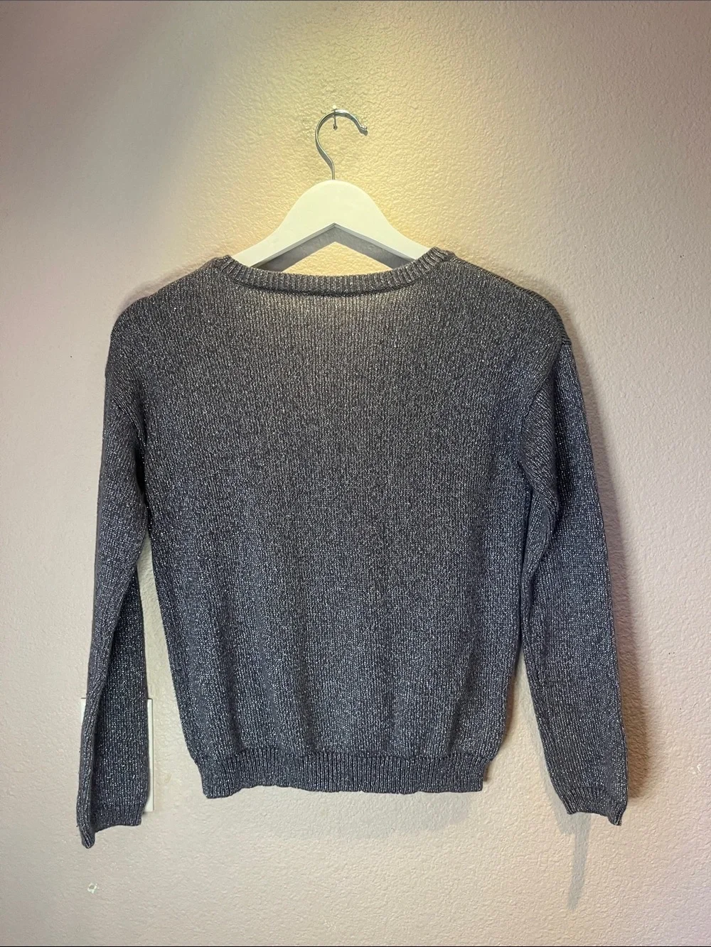 Gymboree Girl’s Silver Gray Sparkly Sweater Size Large 10-12